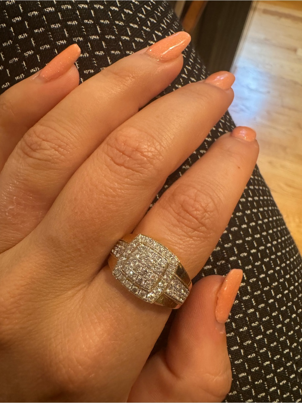 Gold and White Diamond Cluster Ring - Women Jewelry